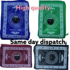 TRAVEL POCKET PRAYER MAT RUG JA NAMAZ WITH QIBLA KAABA COMPASS IN POUCH UK