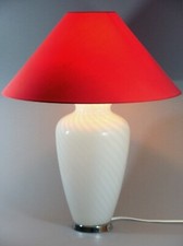 VINTAGE TALL KAISER TABLE LAMP MURANO SWIRL GLASS  WHITE 70S MODERN SPACE AGE