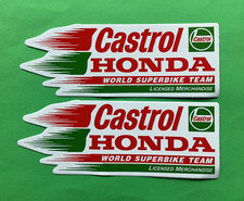 CASTROL OIL HONDA WORLD SUPER BIKE TT RACING VINYL DECAL STICKERS x 2 UK SELLER