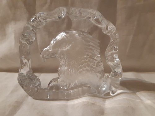 Etched glass heavy bald eagle - etched,
