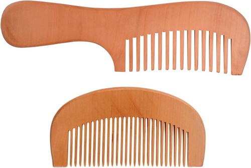 2pc natural peach wood comb - peach,