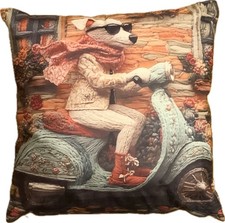 Dog with scooter large cushion