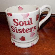 EMMA BRIDGEWATER  PINK HEARTS SOUL SISTERS   1/2 PT MUG NEW,  FIRST QUALITY