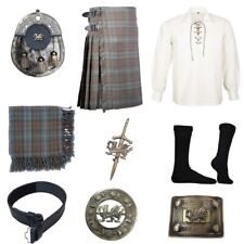 Men's Welsh Dragon Black Watch Weathered 9 PCS Scottish Traditional Kilt Outfit
