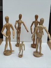Artist Wooden Model Mannequins x 5 Stand Human Drawing Figure Movable Posable