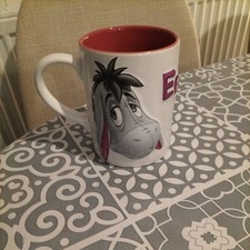 Disney Store Large Eeyore Purple & White 3D Coffee Tea Mug Cup Embossed eeyore