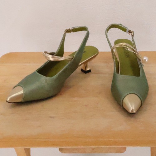 Sage green gold slingback - sage,