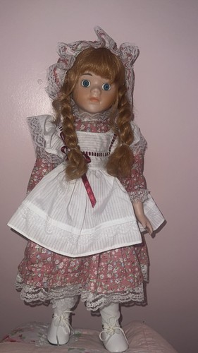 Porcelain girl doll blue eyes - doll,