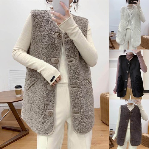 Women button lambswool fleece - lambswool,