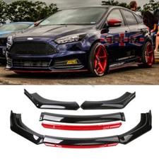 For Ford Fiesta ST Mk6 Mk7 Front Bumper Lip Spoiler Splitter Glossy Black + Red