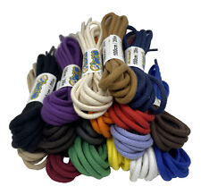 COTTON ROUND SHOE BOOT LACES SHOELACES - SEVERAL COLOURS - 3mm wide
