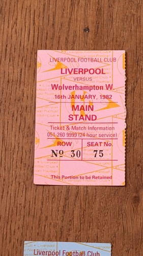 Ticket 1981 liverpool v - 1981/82,