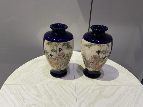 Vases pair cobalt blue - vases,