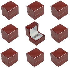 Premium Glossy Rosewood Veneer Stud Earring Drop Gift Jewellery Anniversary Box