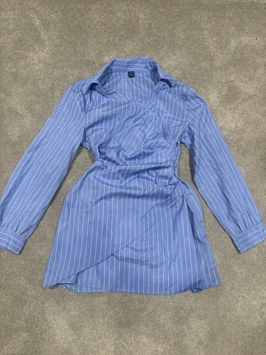 Blue pinstripe wrap mini - pinstripe,