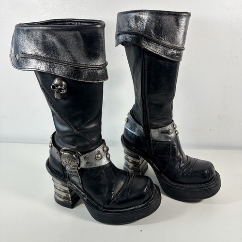 New rock trail black leather - new,