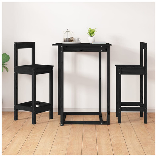 Bar stools black solid pine - bar,