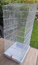 2 x White Budgie Bird Cages with Stand & Accessories