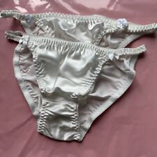 2PCS White 100% Silk Panties