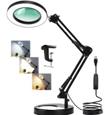 Veemagni 10X Magnifying Glass with Light and Stand, 2-in-1 Real Glass for Repair