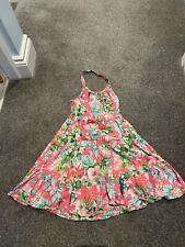 pink flowery monsoon girls halter neck dress 5-6 years