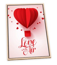 Love is in the Air Hot Air Balloon Red CANVAS FLOATER FRAME Wall Art Picture
