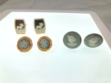 Vintage Earrings Wedgwood Dell Green Neoclassical Cameo Clip Ons Gold Filled Lot