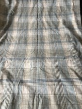 Handmade 100% Wool Check Curtains 80x80 Inch Cream/Beige Green Tartan