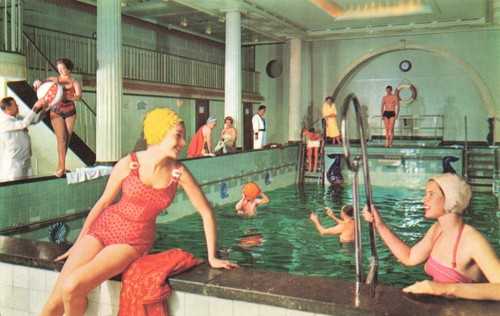 Postcard ships boats - postcard, swimmers