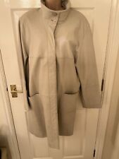 Ladies Winter White Leather Knee Length Coat. St Michael M&S. Size 16