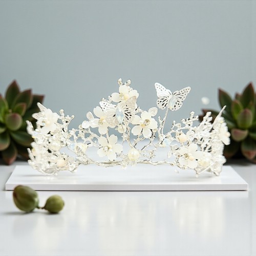 Silver tiara with - , butterfly