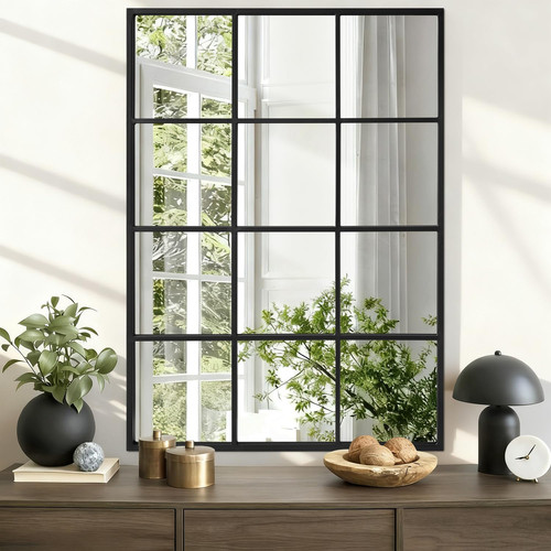 Black rectangle mirror metal - black,