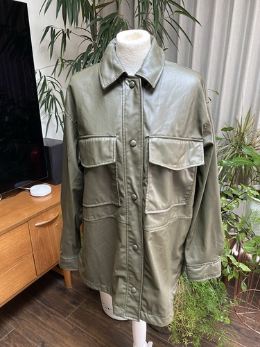 Zara army green leather - zara,