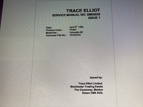 Trace elliot sm00026 manual - elliot,