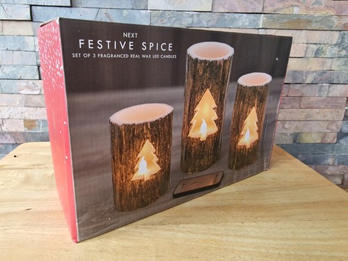 Next festive spice led candle - festive,