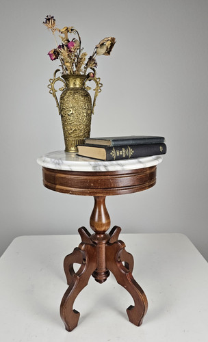 Vintage marble top pedestal - top,