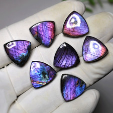 Twilight Shields~ 7 Pcs Natural Labradorite 15MM Trillion Cabochon AAA Gemstones