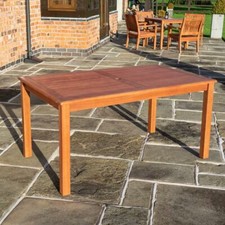 Willington Hardwood Rectangular Dining Table 150cm 1.5m 5ft with Parasol Hole