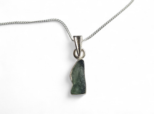 Silver set moldavite - moldavite, pendant