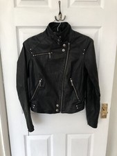 Black faux leather biker