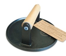 JD Europe Cast Iron Round Flat Bottom Grill Bacon Smashed Burger Panini Press