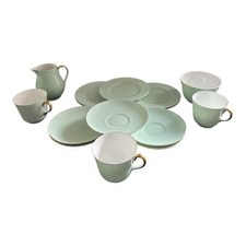 Wedgwood April Mint Green & Gold Part Tea Set Jug Cups Saucers Plates