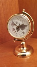 Gold Tone Globe Quartz Analogue Desk Clock World Map 3"/ 7.5 cm  New and Boxed. 