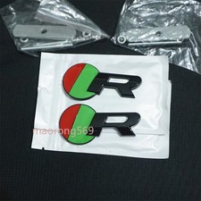 2x Black Green Glossy R Metal