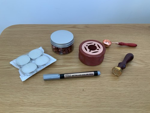 Retro wax seal stamp kit - kit,, red