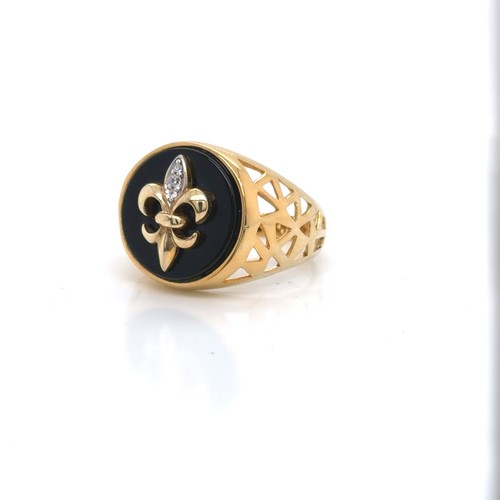 Fleur lis black onyx - fleur-de-lis, signet