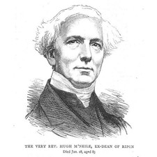 Rev Hugh McNeile Ex Dean of Ripon - Antique Print 1879
