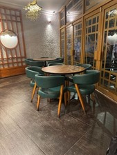 Green Faux Leather & Wood Dining 18x Chairs