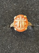 Ladies women's 9ct 9carat yellow gold Three Graces Cameo ring UK size K