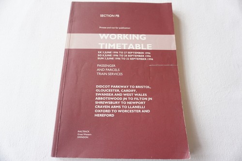 1996 railway working timetable - railway,